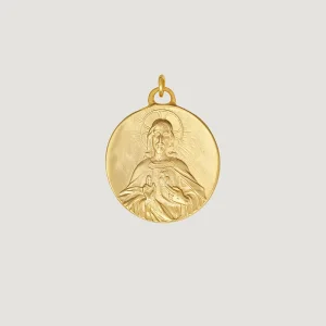 Médaille Scapulaire Sacré-Cœur (réversible) avec Vierge du Mont Carmel or