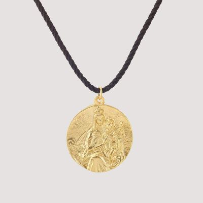 Médaille Scapulaire Sacré-Cœur (réversible) avec Vierge du Mont Carmel or