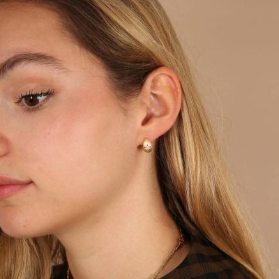 Petites créoles dorées et strass « Couronne »