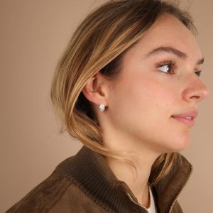 Petites créoles argentées et strass « Couronne »