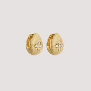 Petites créoles dorées et strass « Couronne »