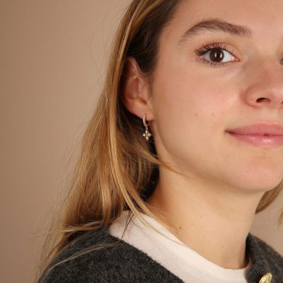 Créoles strass croix « Etoile de Bethléem »