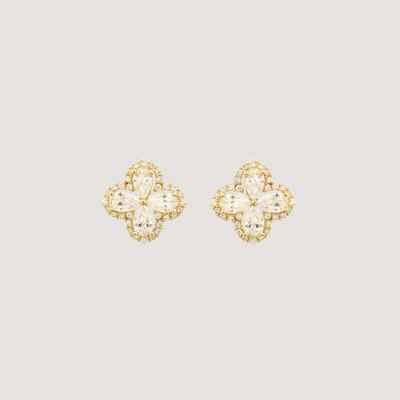 Boucles d’oreilles croix tréflée strass « Grâce »