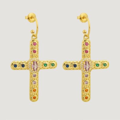 Boucles d’oreilles croix multicolores « Lux Christi »
