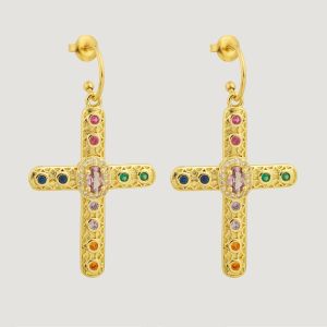 Boucles d’oreilles croix multicolores « Lux Christi »