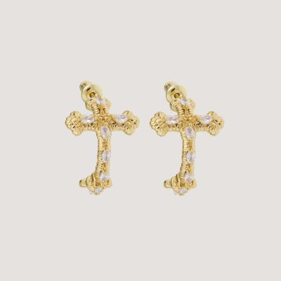 Boucles d’oreilles croix style ancien « Séraphin »