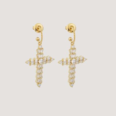 Boucles d’oreilles croix sertie de brillants « Thabor »