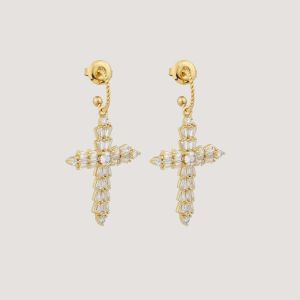 Boucles d’oreilles croix sertie de brillants « Thabor »