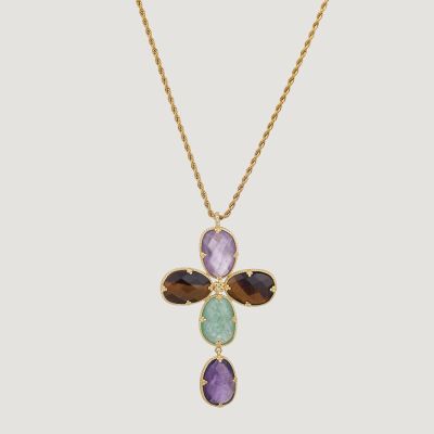 Collier croix pierres fines « Béthanie »