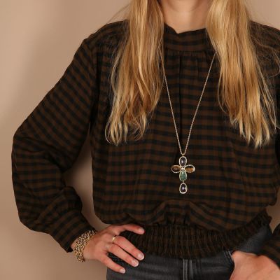 Collier croix pierres fines « Béthanie »
