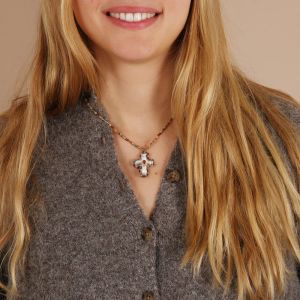 Collier croix en tissu « Bethléem »
