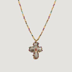 Collier croix en tissu « Bethléem »