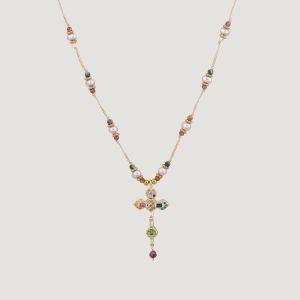 Collier croix et pierres fines « Fiat »