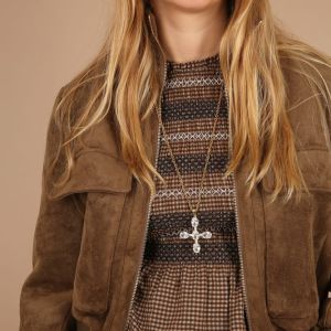 Collier croix dorée strass « Transfiguration »