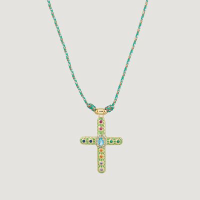 Collier croix colorée « Jardin des Oliviers »