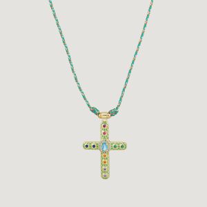 Collier croix colorée « Jardin des Oliviers »